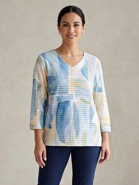 💯 Alfred Dunner Abstract Watercolor Rib Texture Blouse 💯